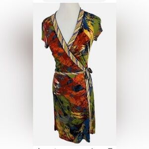 NWT BCBG pacific blue wrap dress Blue and Green Abstract Dress size M